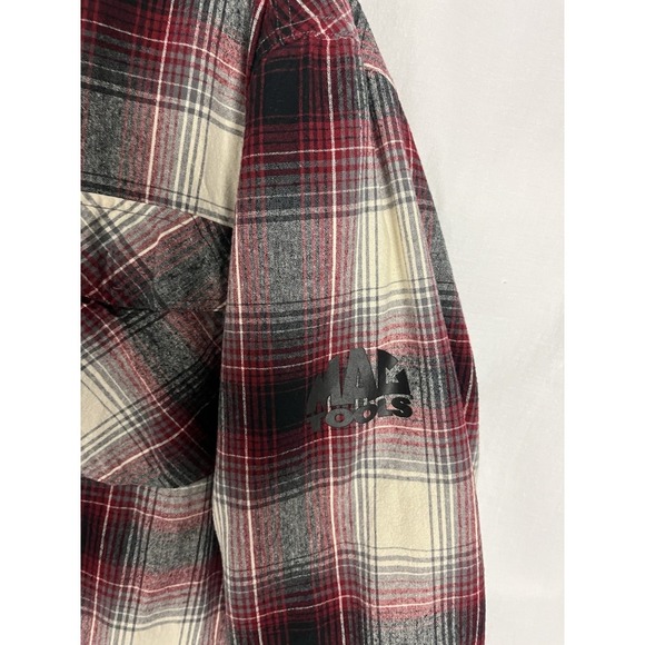 Mac Tools‎ Men Size 2X  Plaid Flannel Quilt Lined Full Zip Hooded Burgundy - Picture 3 of 10